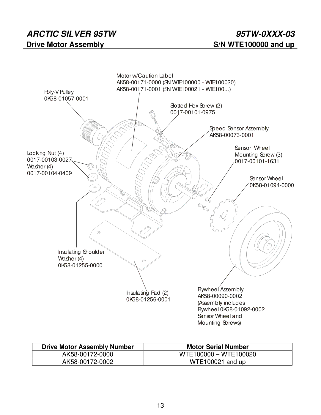 Life Fitness 95TW manual Drive Motor Assembly 