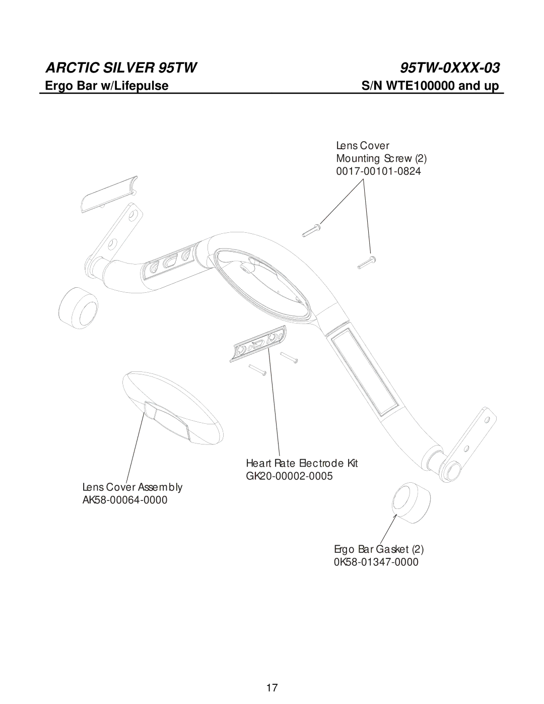 Life Fitness 95TW manual Ergo Bar w/Lifepulse 