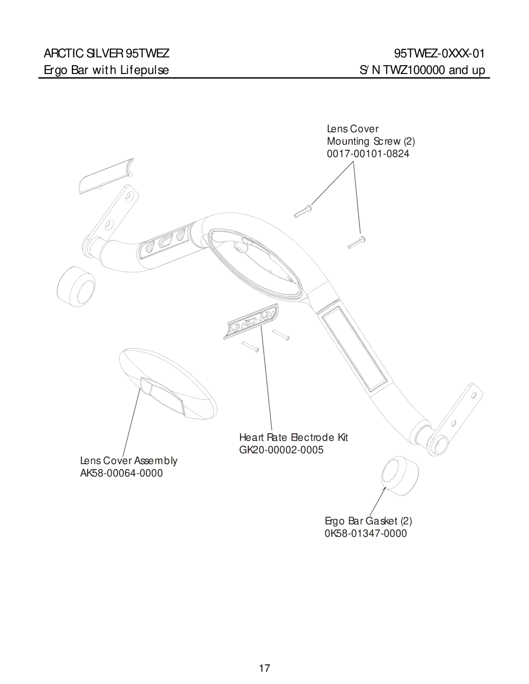 Life Fitness 95TWEZ manual Ergo Bar with Lifepulse 