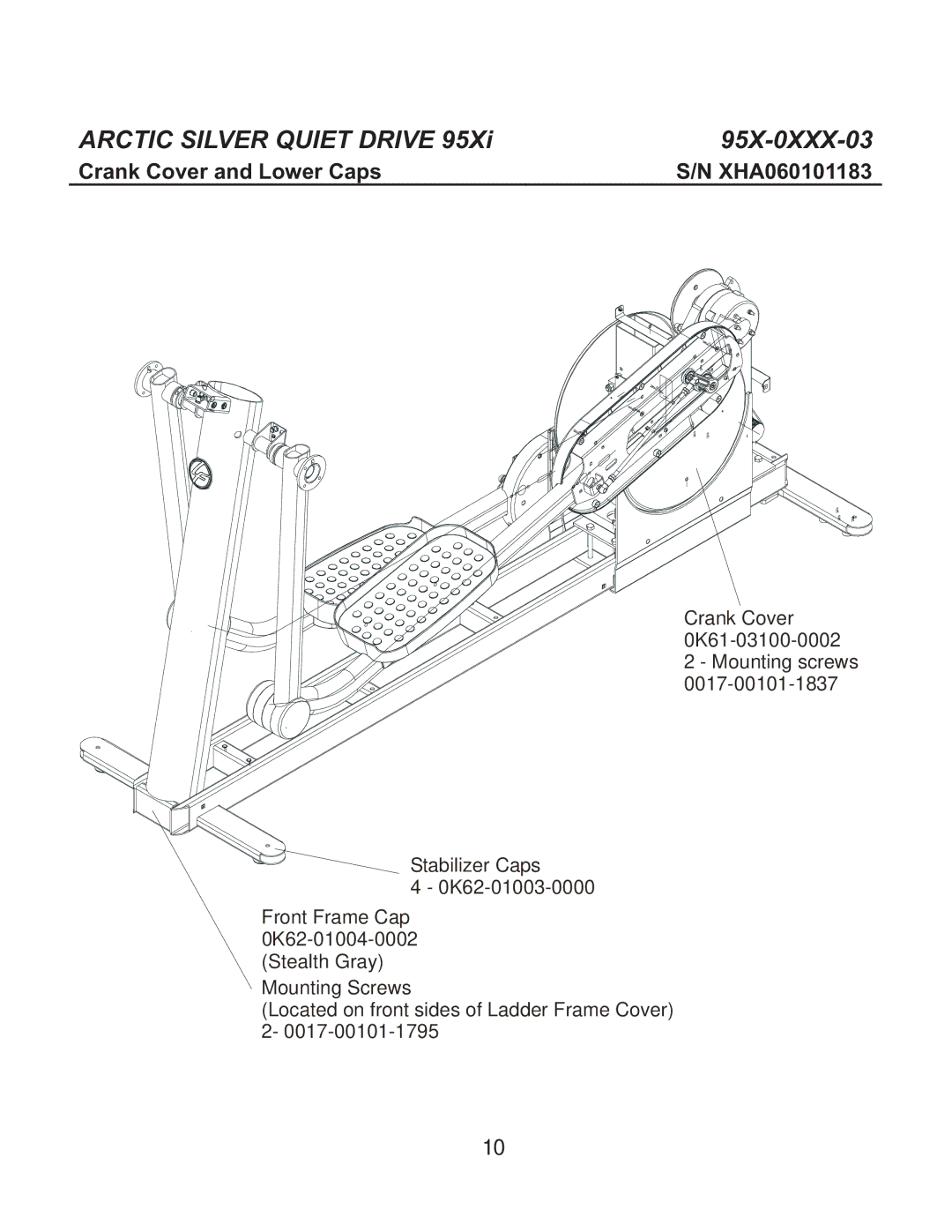 Life Fitness 95X-0XX-03 manual Crank Cover and Lower Caps 