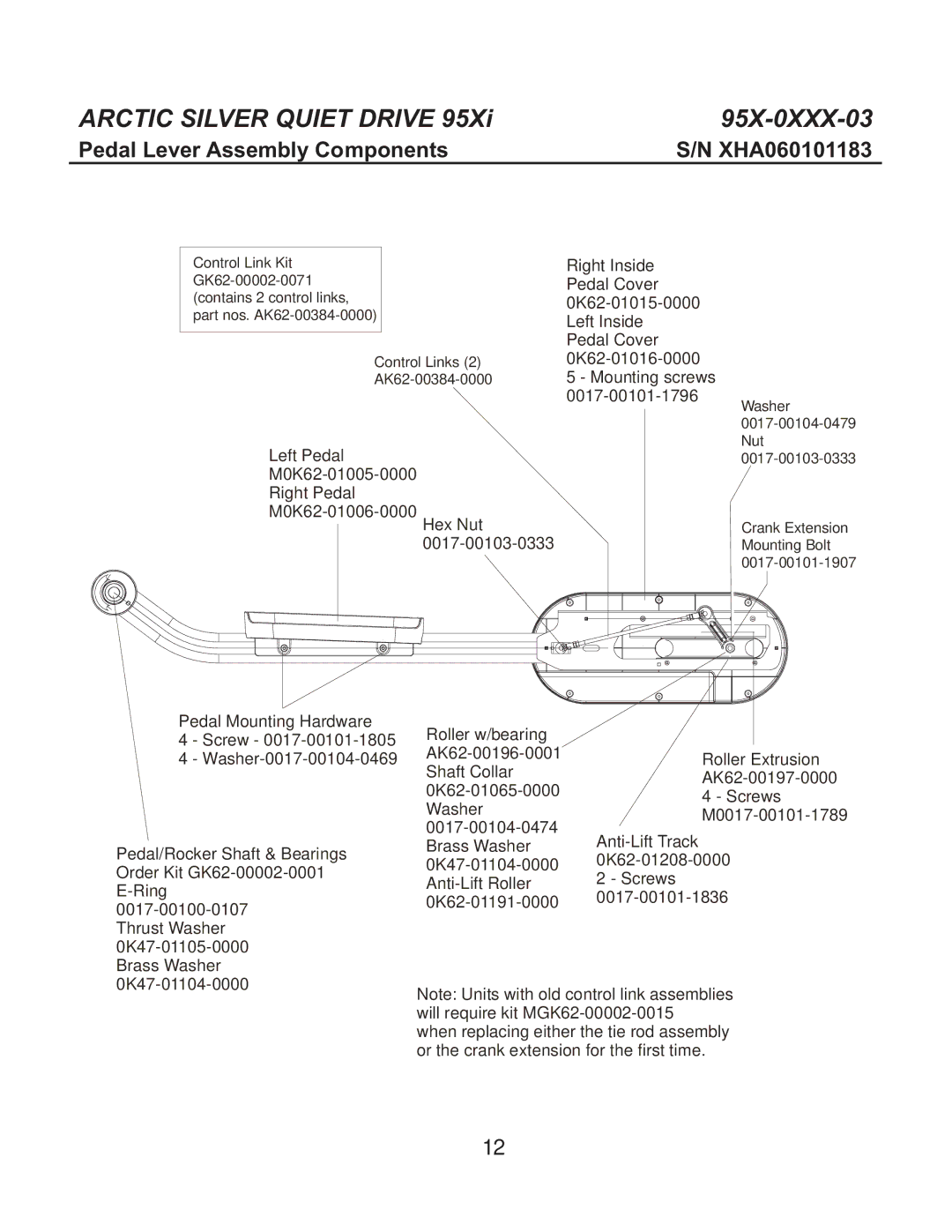 Life Fitness 95X-0XX-03 manual Pedal Lever Assembly Components 