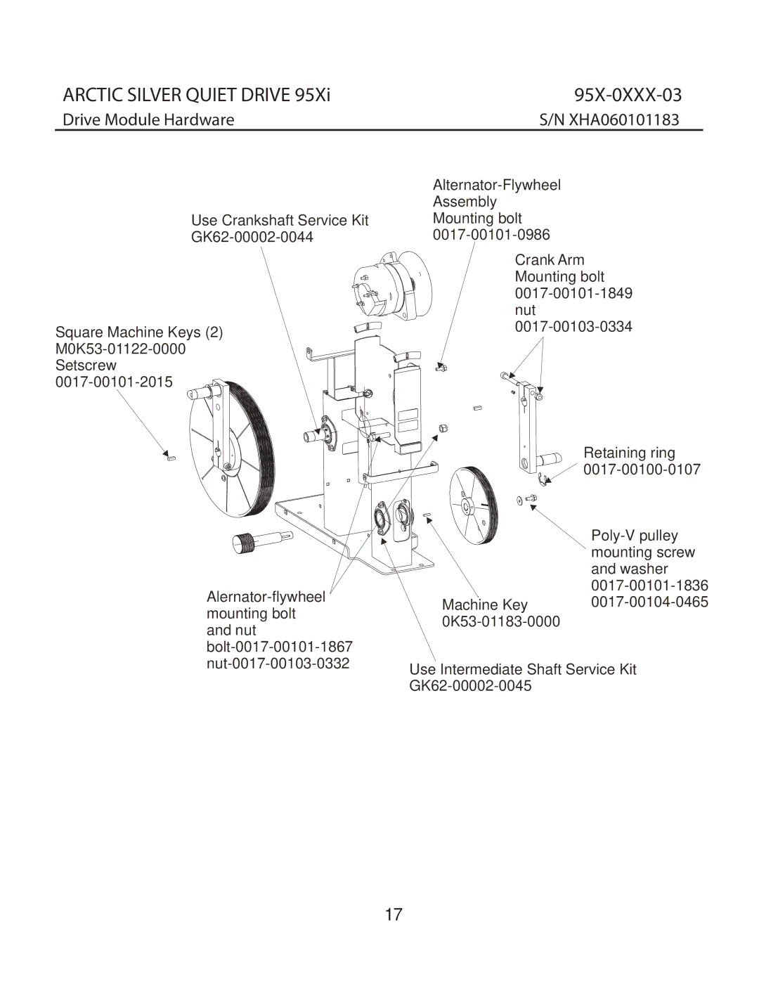 Life Fitness 95X-0XX-03 manual Drive Module Hardware XHA060101183 