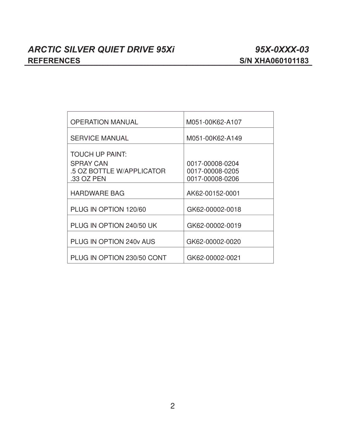 Life Fitness 95X-0XX-03 manual Arctic Silver Quiet Drive 95X-0XXX-03 