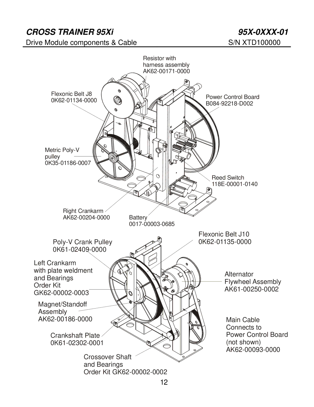 Life Fitness 95X-0XXX-01 manual Drive Module components & Cable 