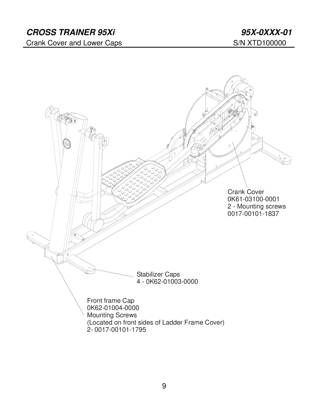 Life Fitness 95X-0XXX-01 manual Crank Cover and Lower Caps 