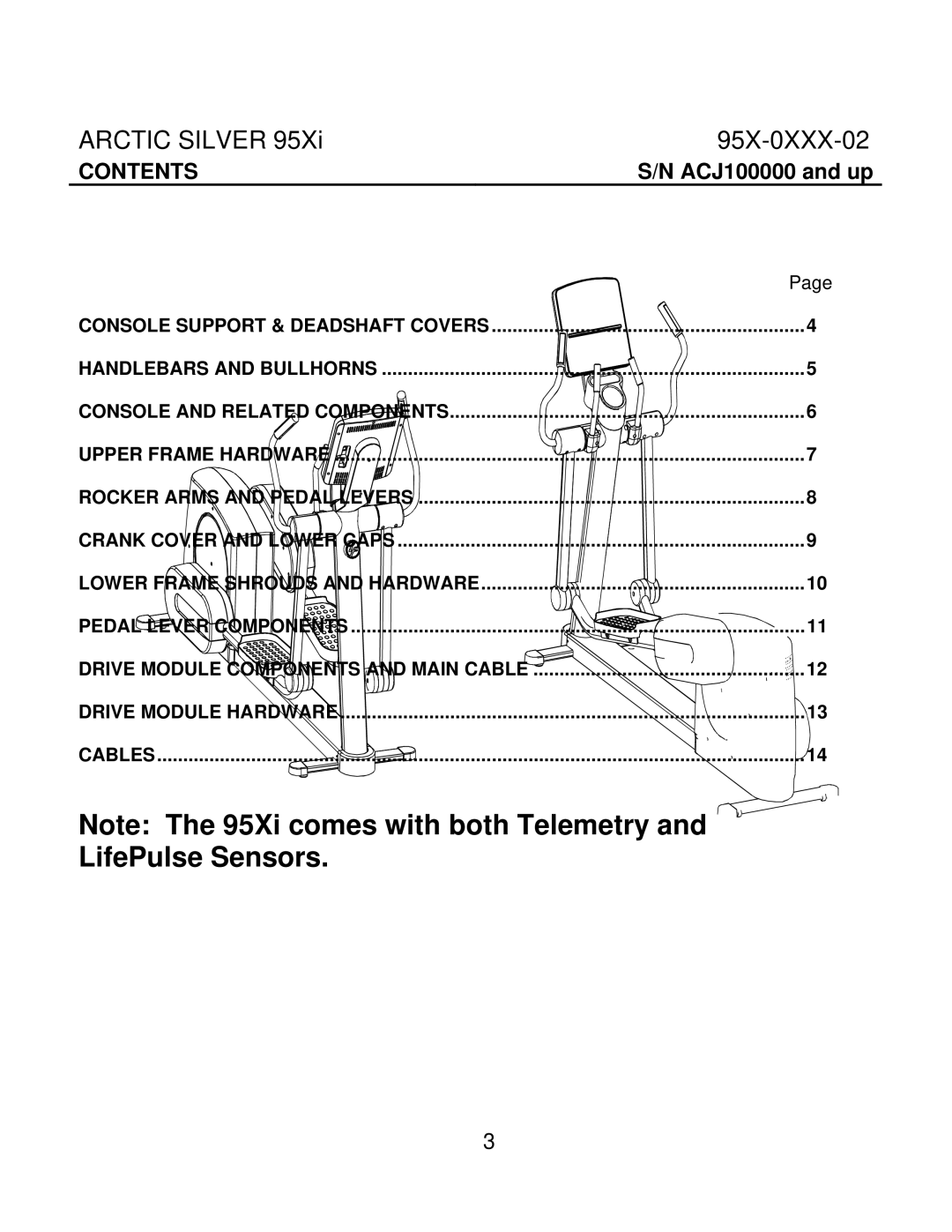 Life Fitness 95X-0XXX-02 manual Contents 