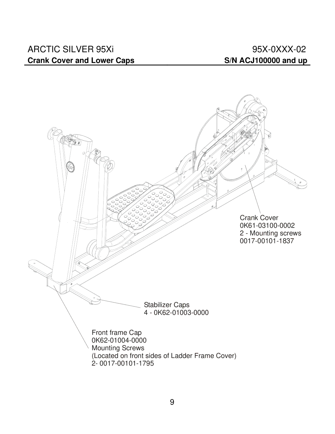 Life Fitness 95X-0XXX-02 manual Crank Cover and Lower Caps 