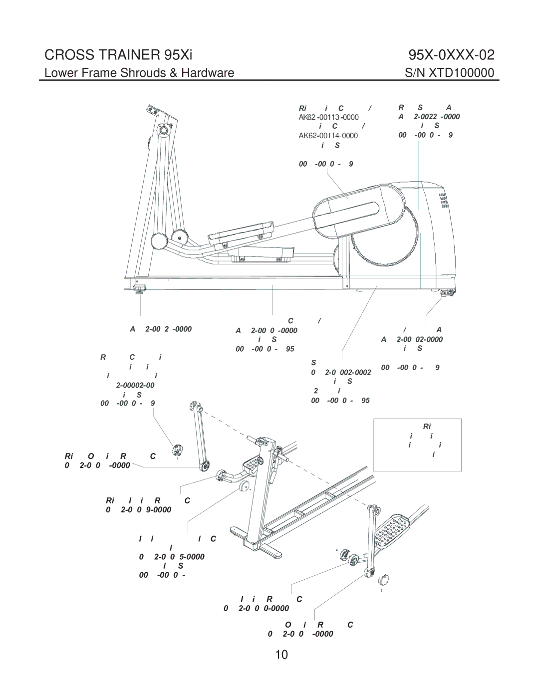 Life Fitness 95X-0XXX-02 manual Lower Frame Shrouds & Hardware XTD100000 