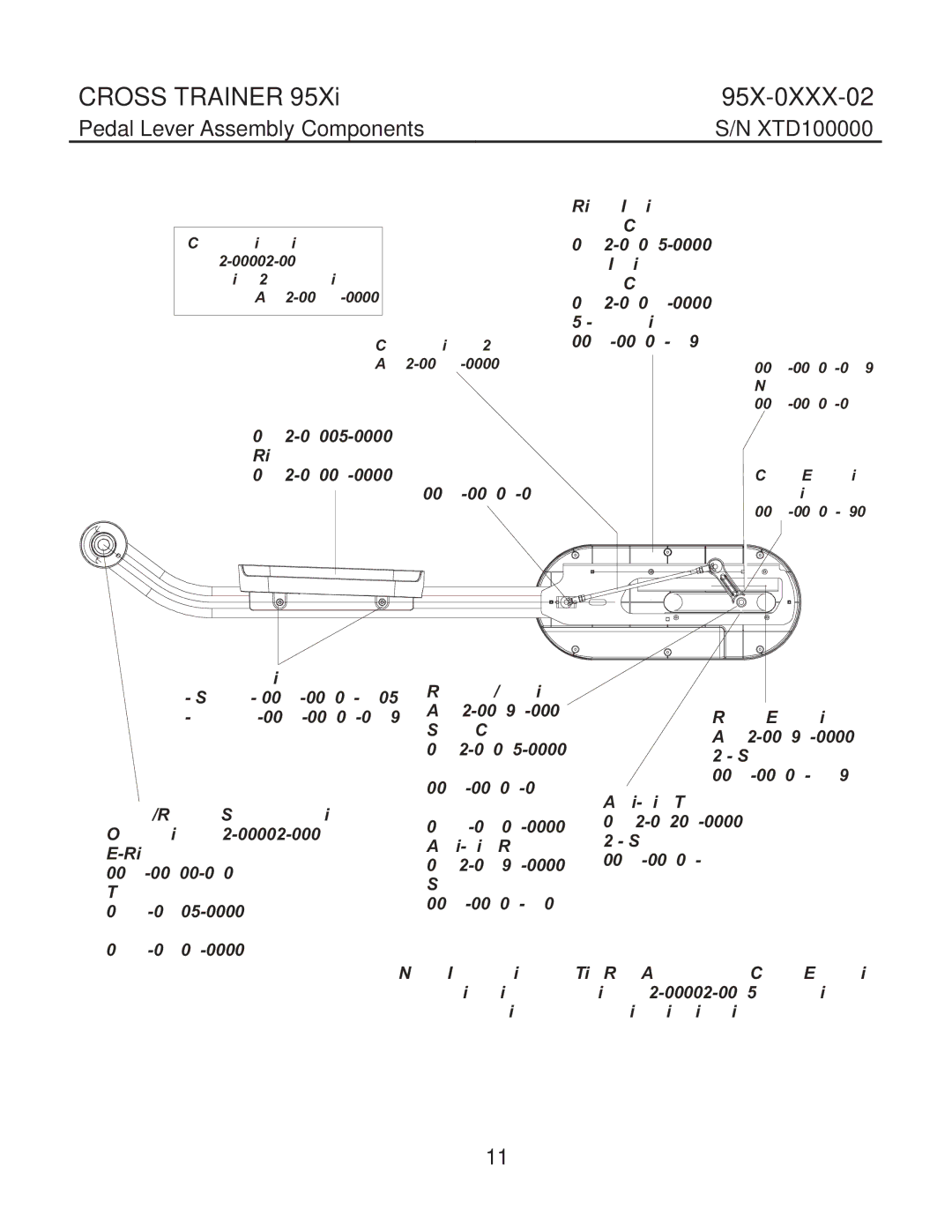 Life Fitness 95X-0XXX-02 manual Pedal Lever Assembly Components 