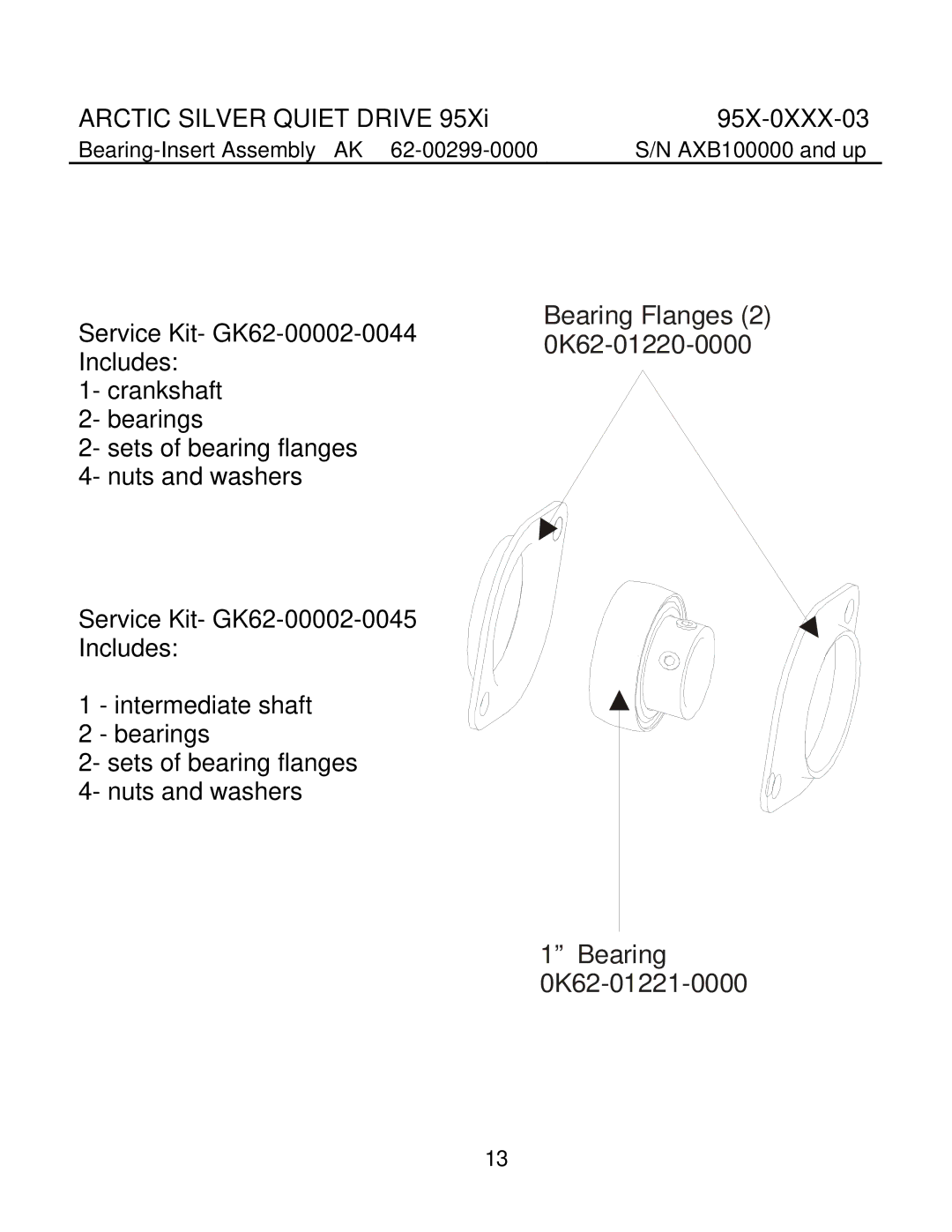 Life Fitness 95X-0XXX-03 manual Bearing Flanges 