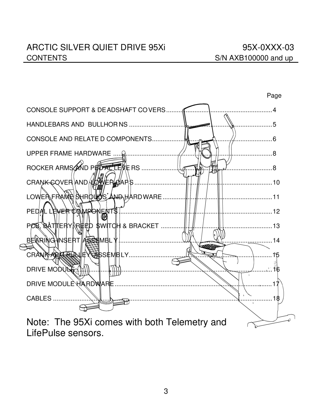 Life Fitness 95X-0XXX-03 manual Contents 