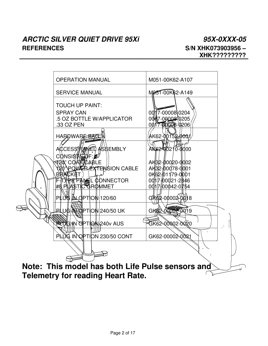 Life Fitness manual Arctic Silver Quiet Drive 95X-0XXX-05 