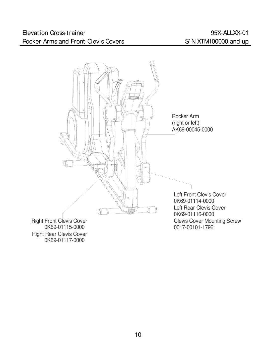 Life Fitness 95X-ALLXX-01 manual Left Front Clevis Cover 