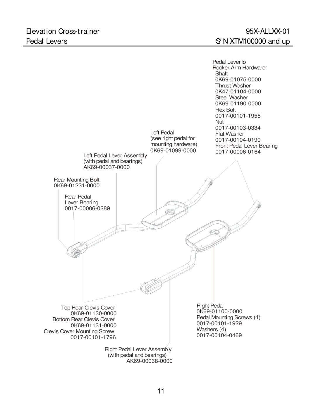 Life Fitness 95X-ALLXX-01 manual Pedal Lever to 