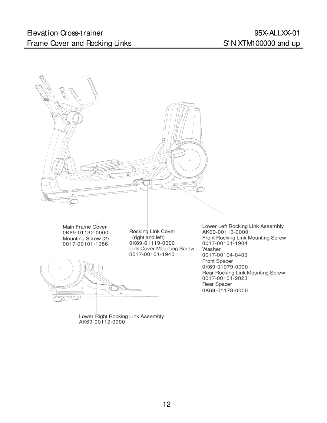 Life Fitness 95X-ALLXX-01 manual XTM100000 and up 