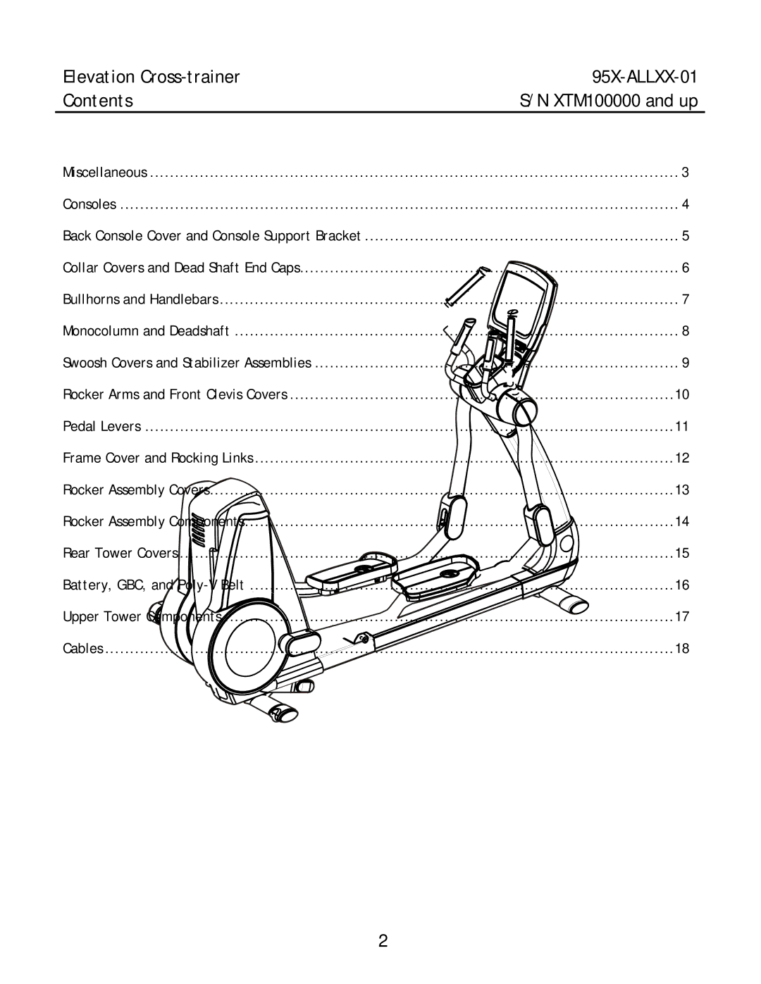 Life Fitness manual Elevation Cross-trainer 95X-ALLXX-01 Contents 