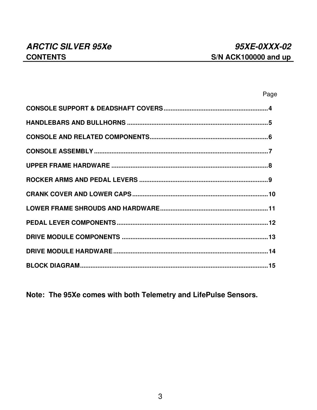 Life Fitness 95XE-0XXX-02 manual Contents 