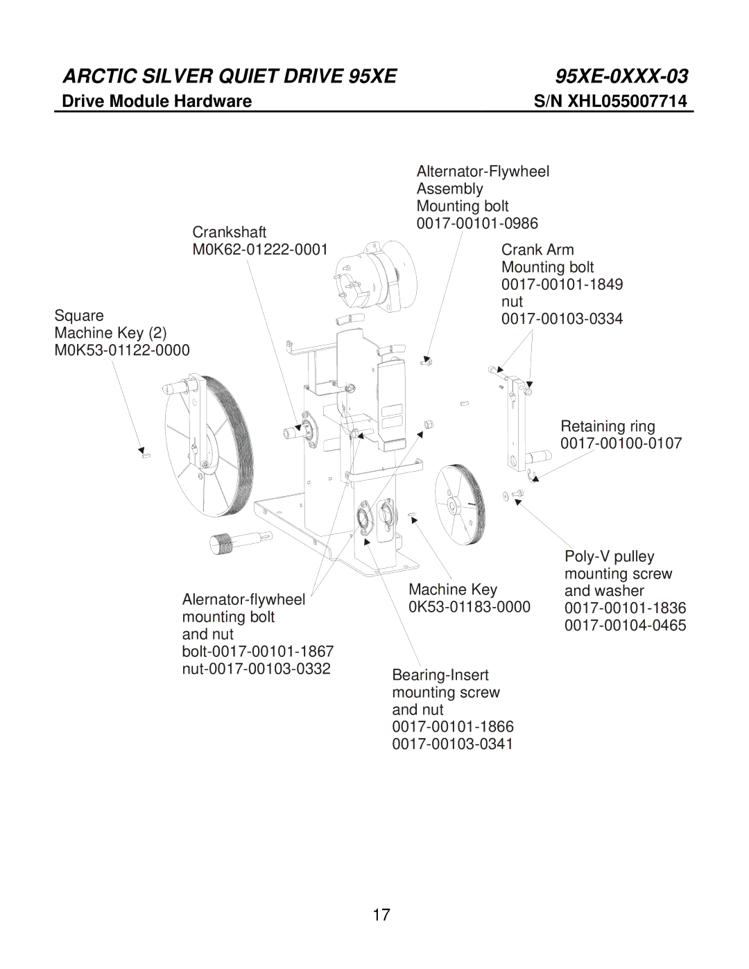 Life Fitness 95Xe-0XXX-03 manual Drive Module Hardware XHL055007714 