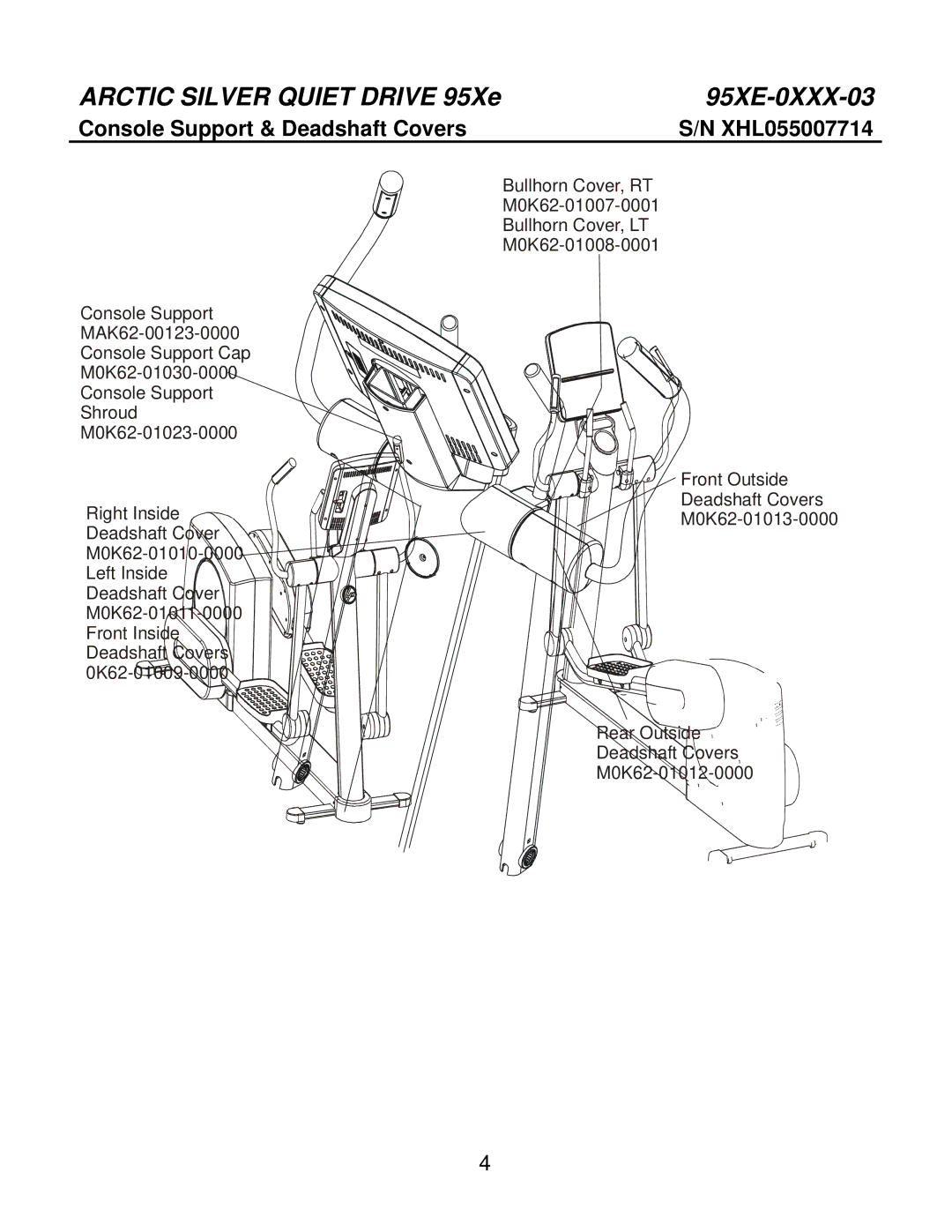 Life Fitness 95Xe-0XXX-03 manual Console Support & Deadshaft Covers 