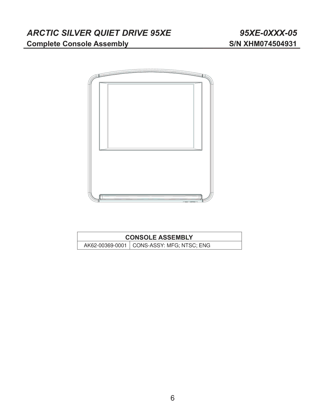 Life Fitness 95Xe-0XXX-05 manual Complete Console Assembly 