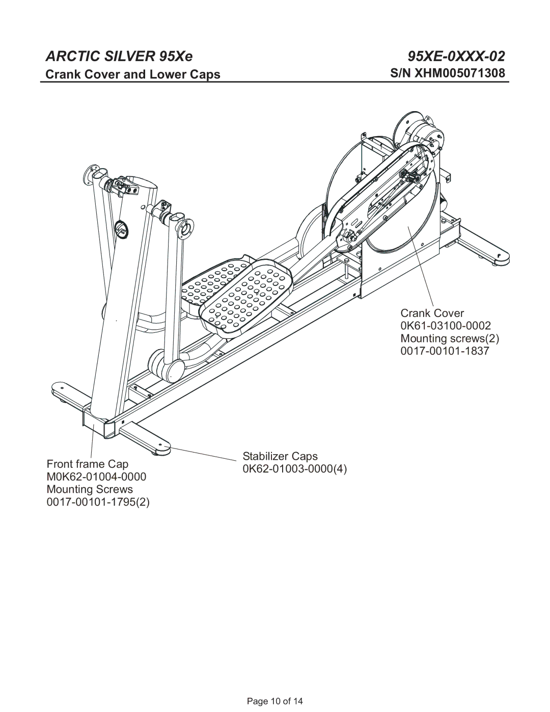 Life Fitness 95Xe manual Crank Cover and Lower Caps 