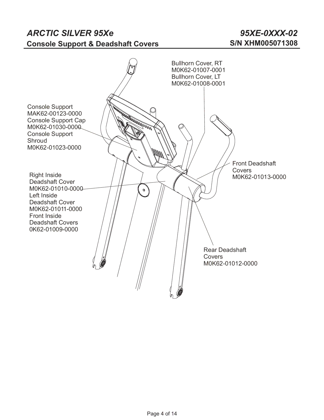 Life Fitness 95Xe manual Console Support & Deadshaft Covers 