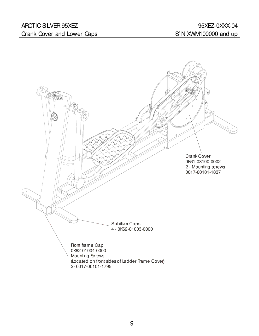 Life Fitness 95XEZ-0XXX-04 manual Crank Cover and Lower Caps 