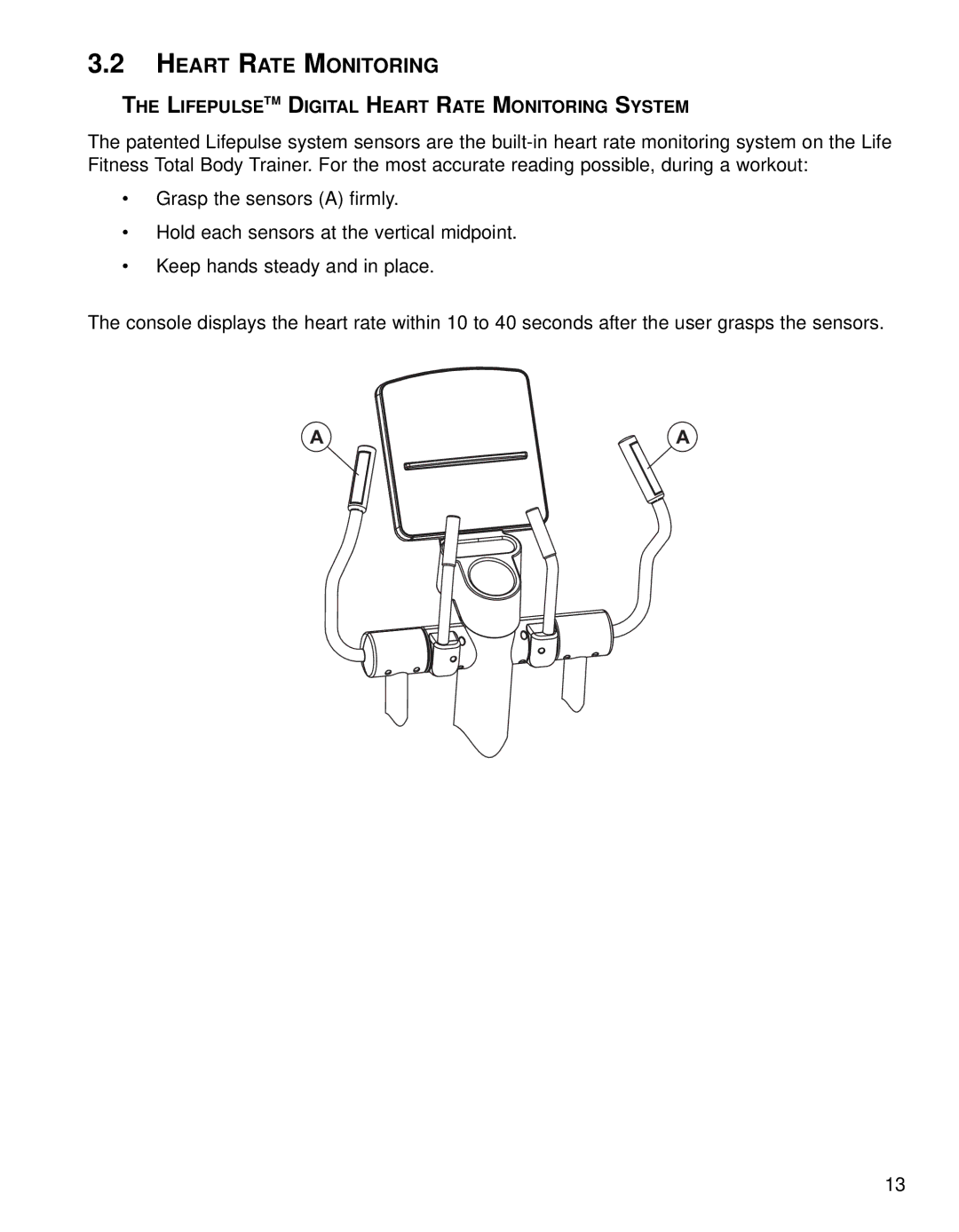 Life Fitness 95XI operation manual Heart Rate Monitoring 