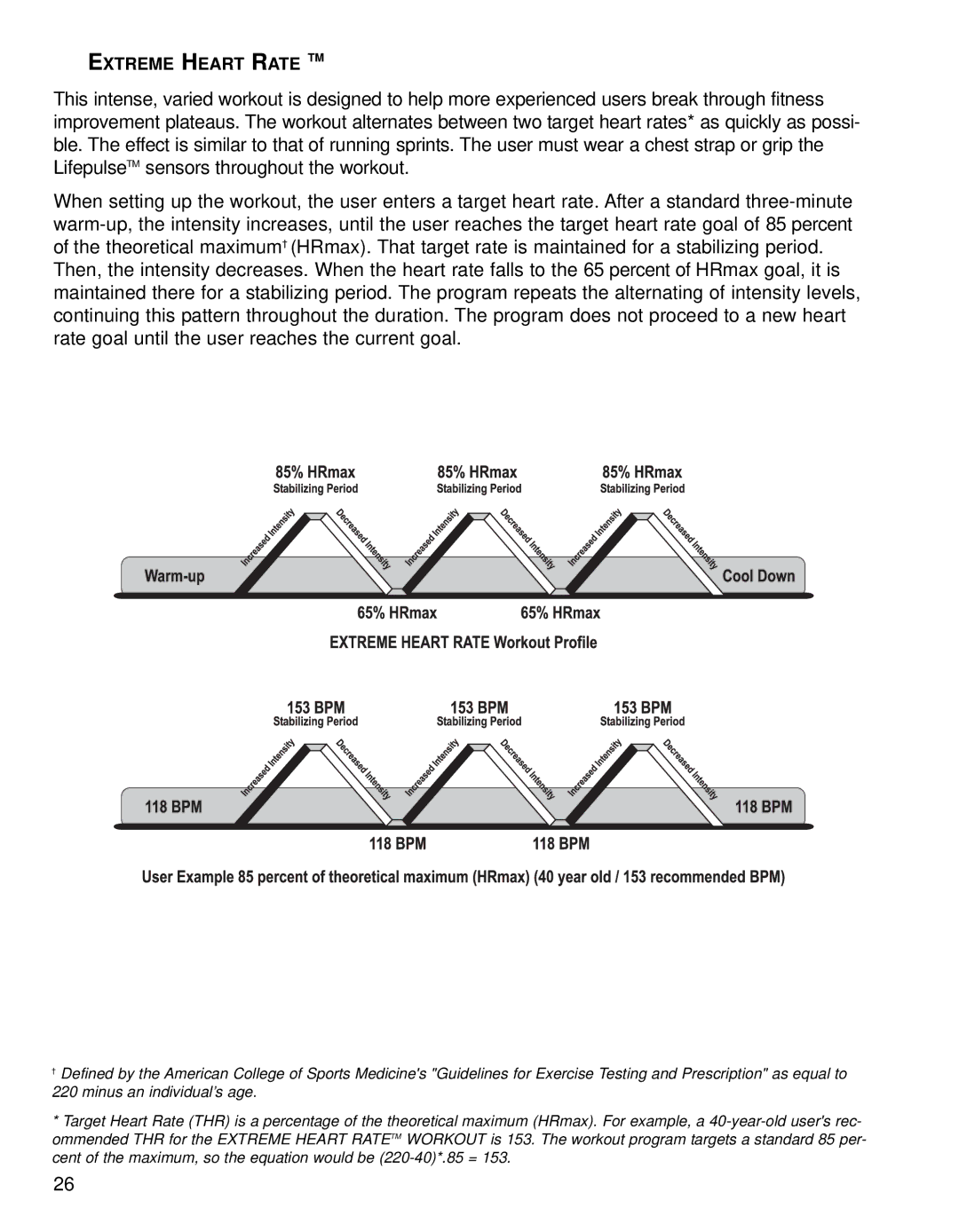 Life Fitness 95XI operation manual Extreme Heart Rate TM 