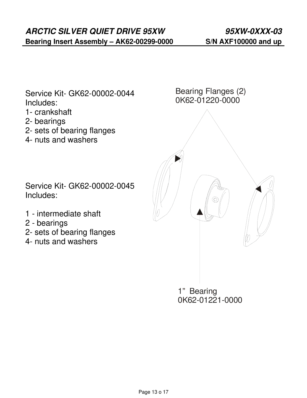 Life Fitness 95XW-0XXX-03 manual Bearing Flanges 