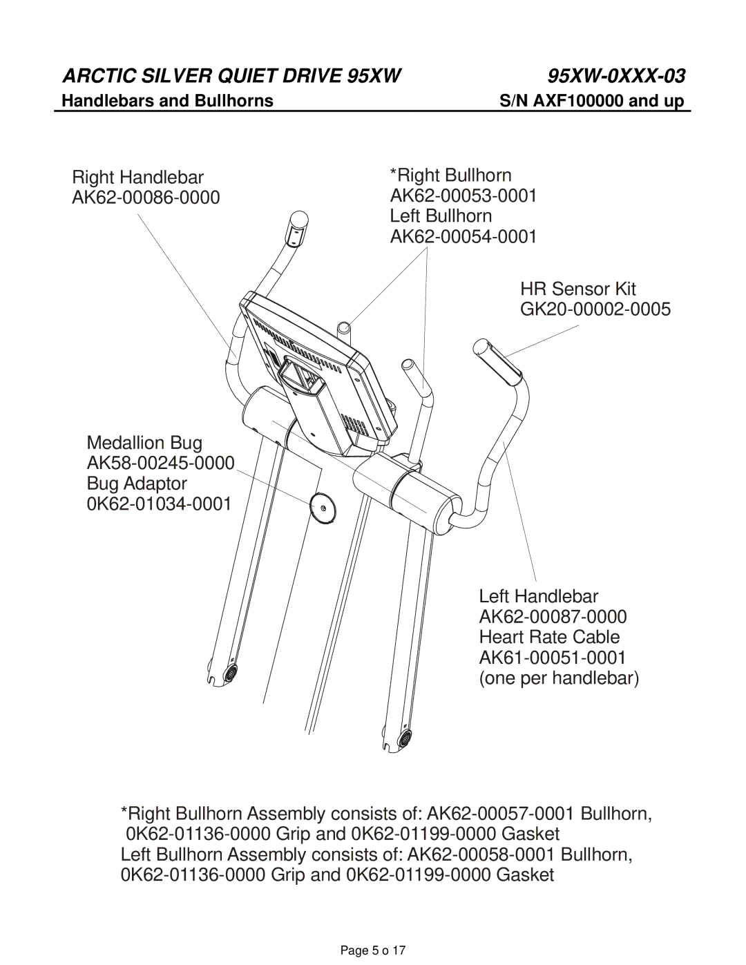 Life Fitness 95XW-0XXX-03 manual Handlebars and Bullhorns 