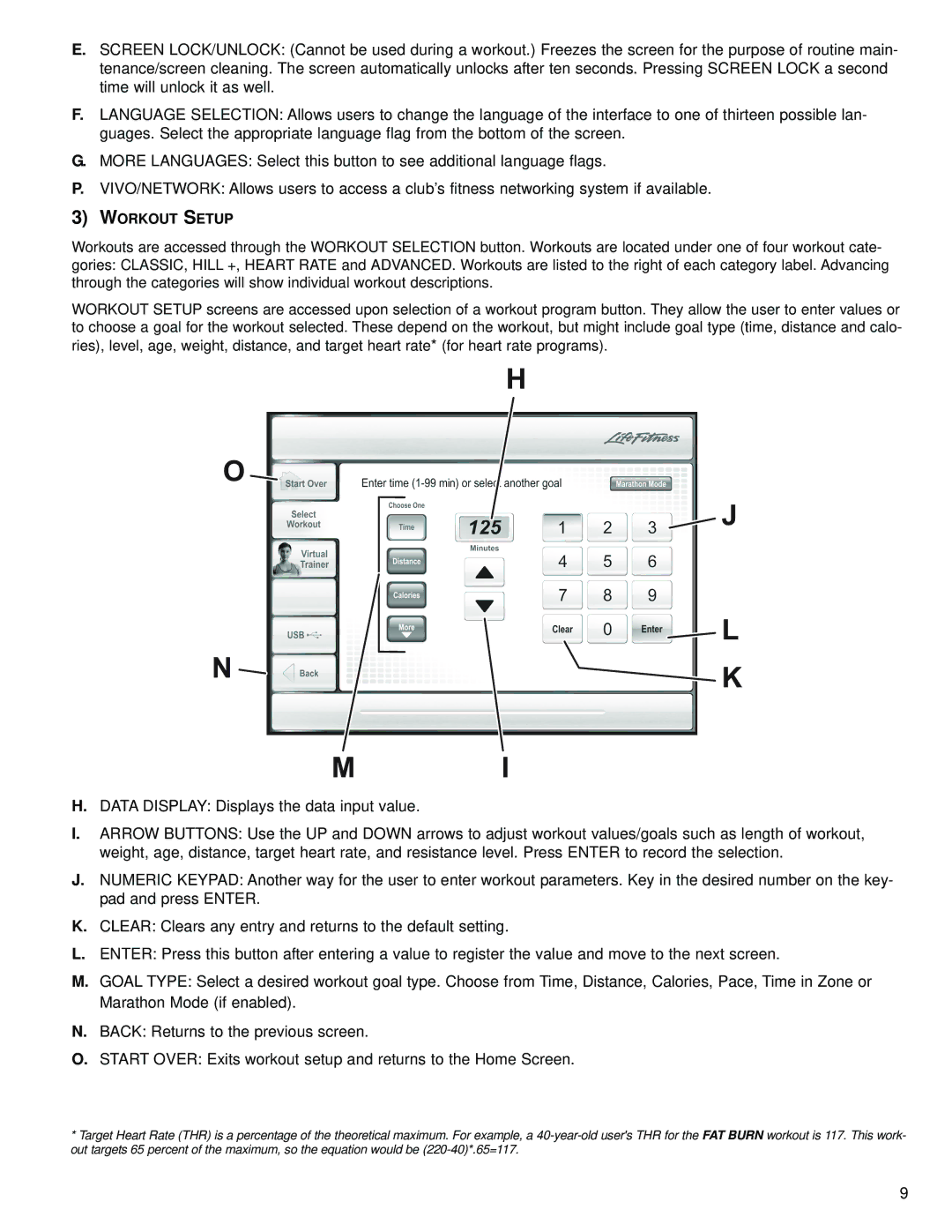 Life Fitness 97C, 95R operation manual Workout Setup 