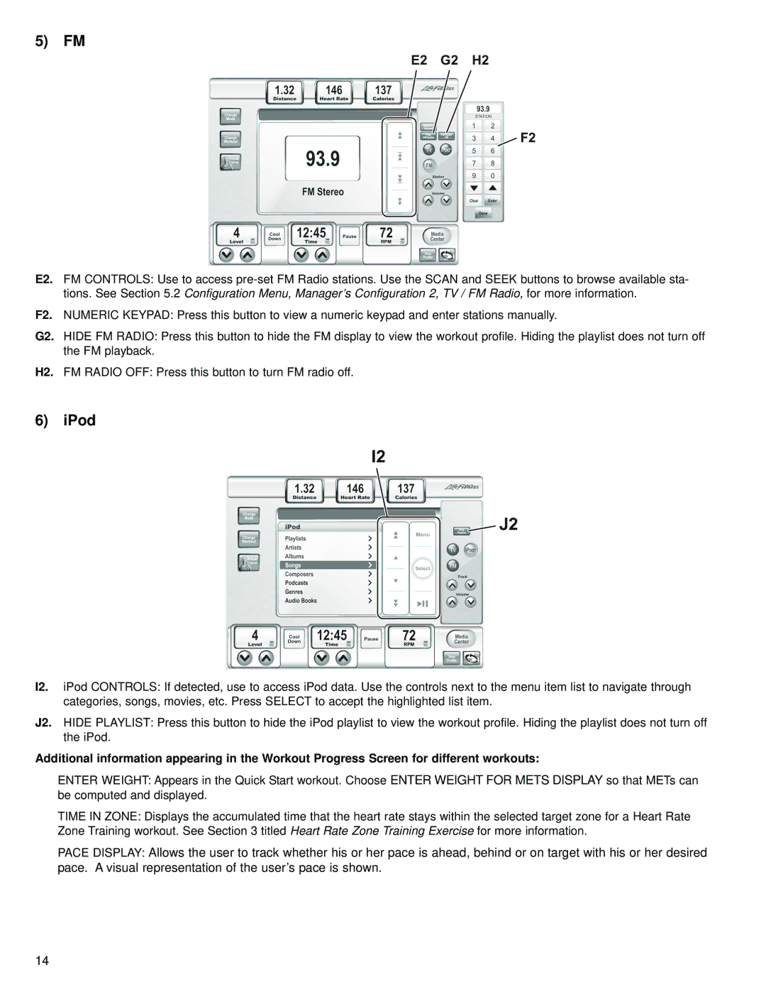 Life Fitness 95R, 97C operation manual IPod 