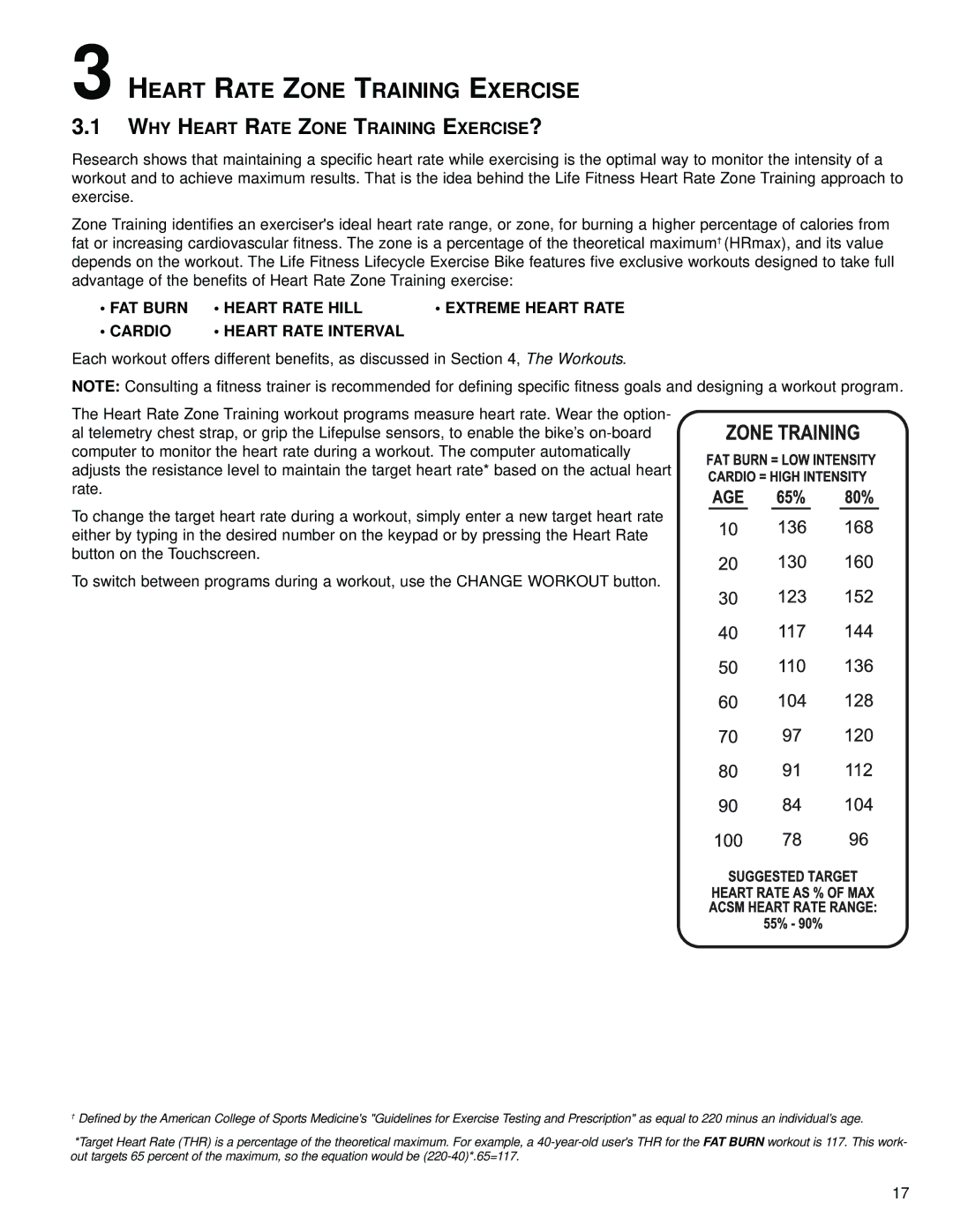 Life Fitness 97C, 95R operation manual Heart Rate Zone Training Exercise, WHY Heart Rate Zone Training EXERCISE? 