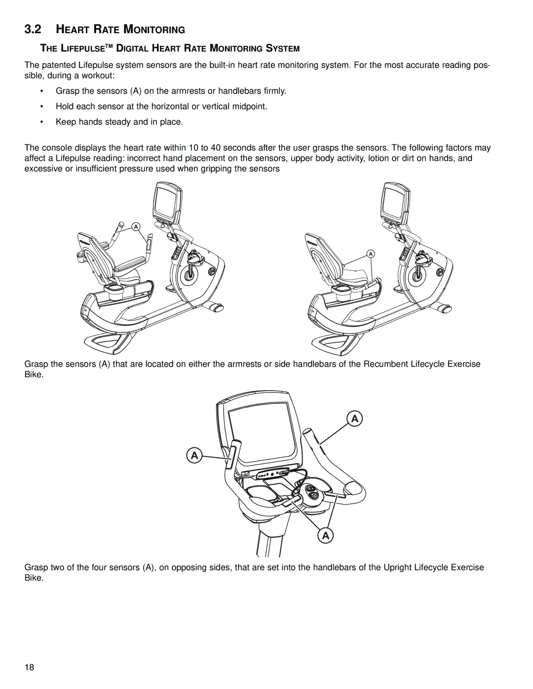 Life Fitness 95R, 97C operation manual Heart Rate Monitoring 