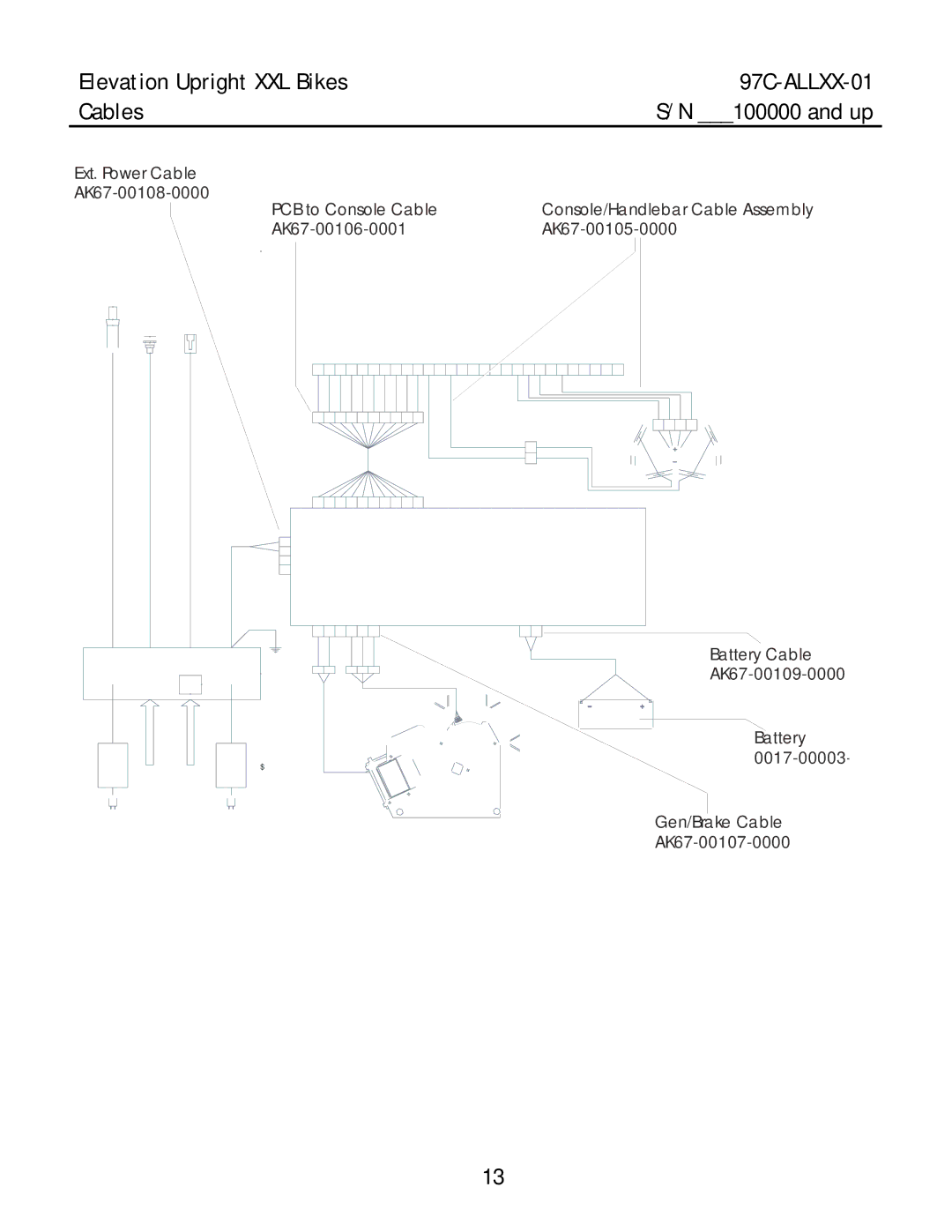 Life Fitness manual Elevation Upright XXL Bikes 97C-ALLXX-01 Cables 