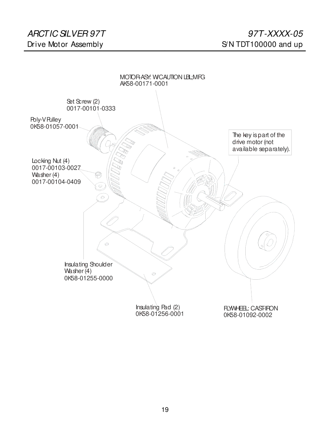 Life Fitness 97T manual Drive Motor Assembly, MOTOR-ASY W/CAUTION Lblmfg 