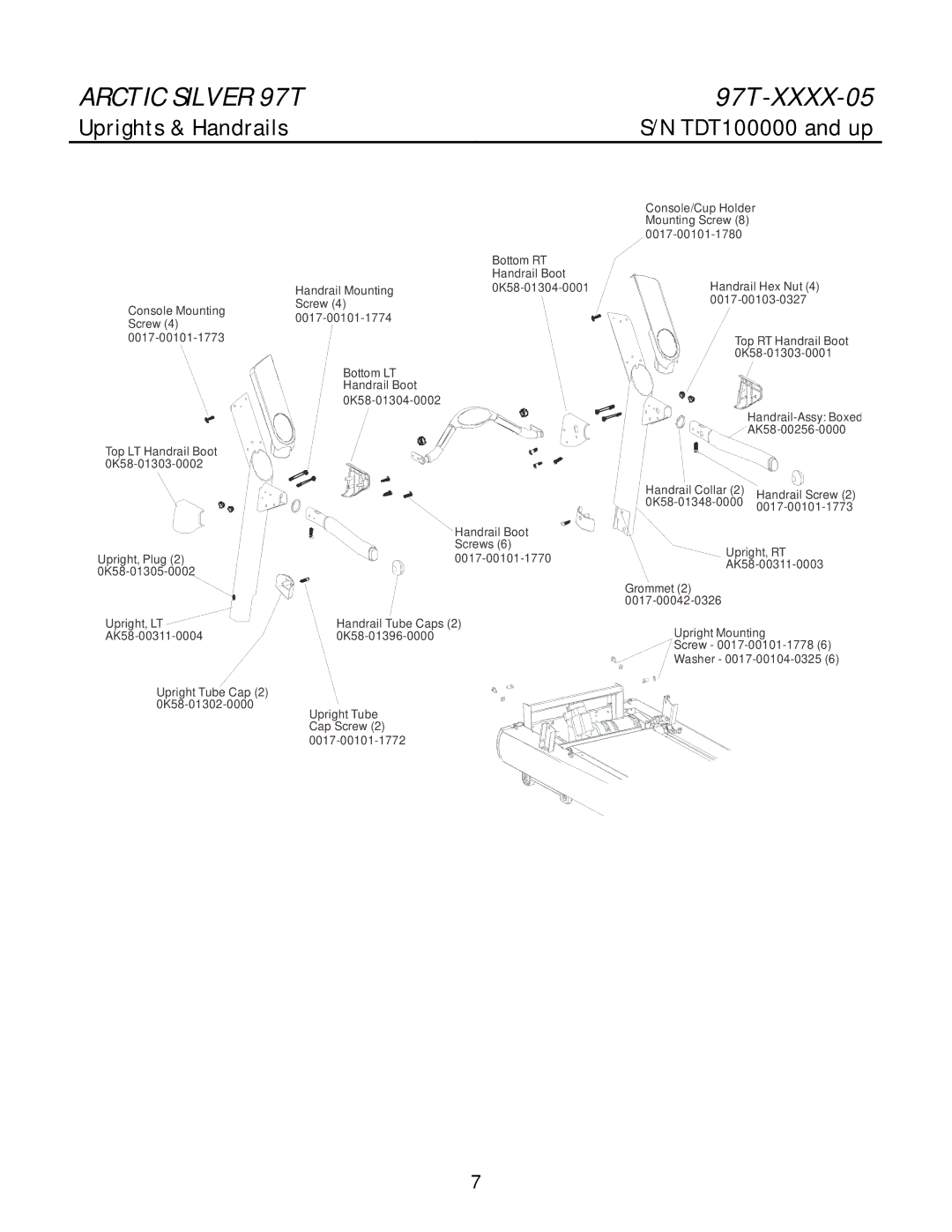 Life Fitness 97T manual Uprights & Handrails 