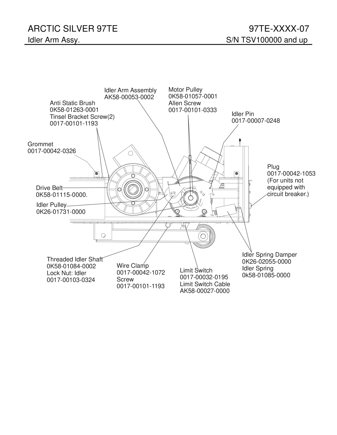 Life Fitness 97TE-XXXX-07 manual Idler Arm Assy 