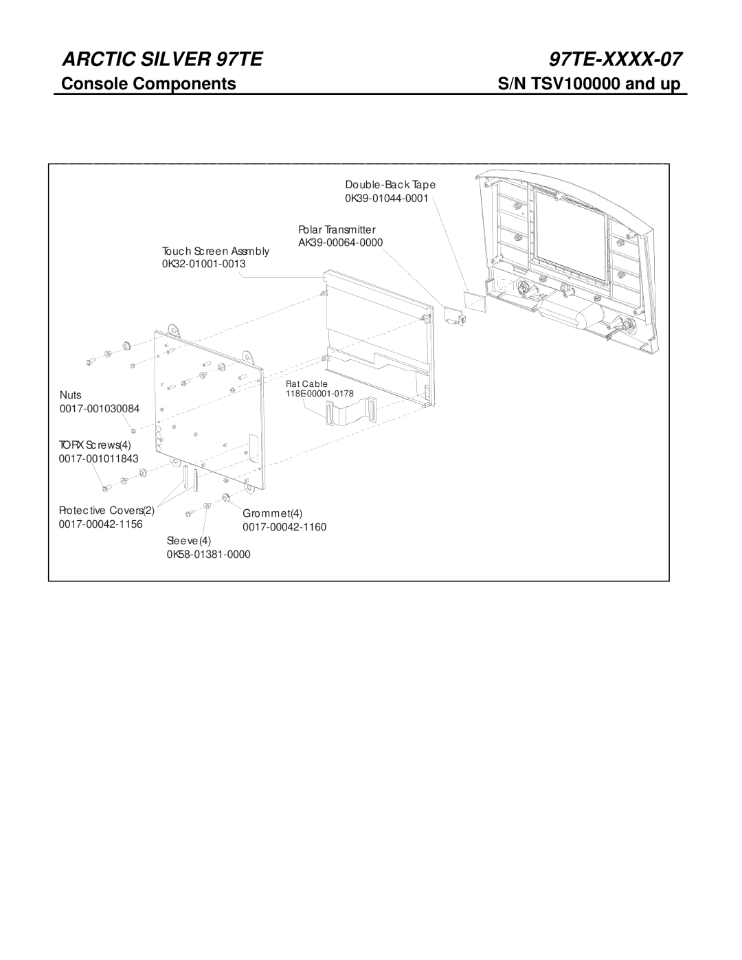 Life Fitness 97TE-XXXX-07 manual Console Components 