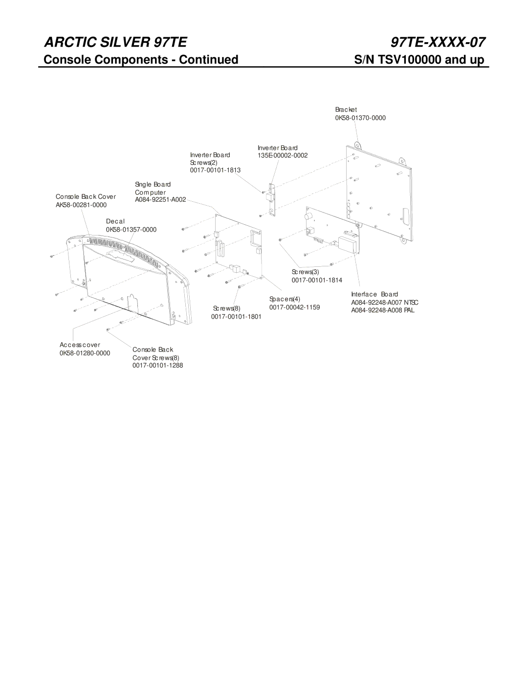 Life Fitness 97TE-XXXX-07 manual Screws8 0017-00042-1159 