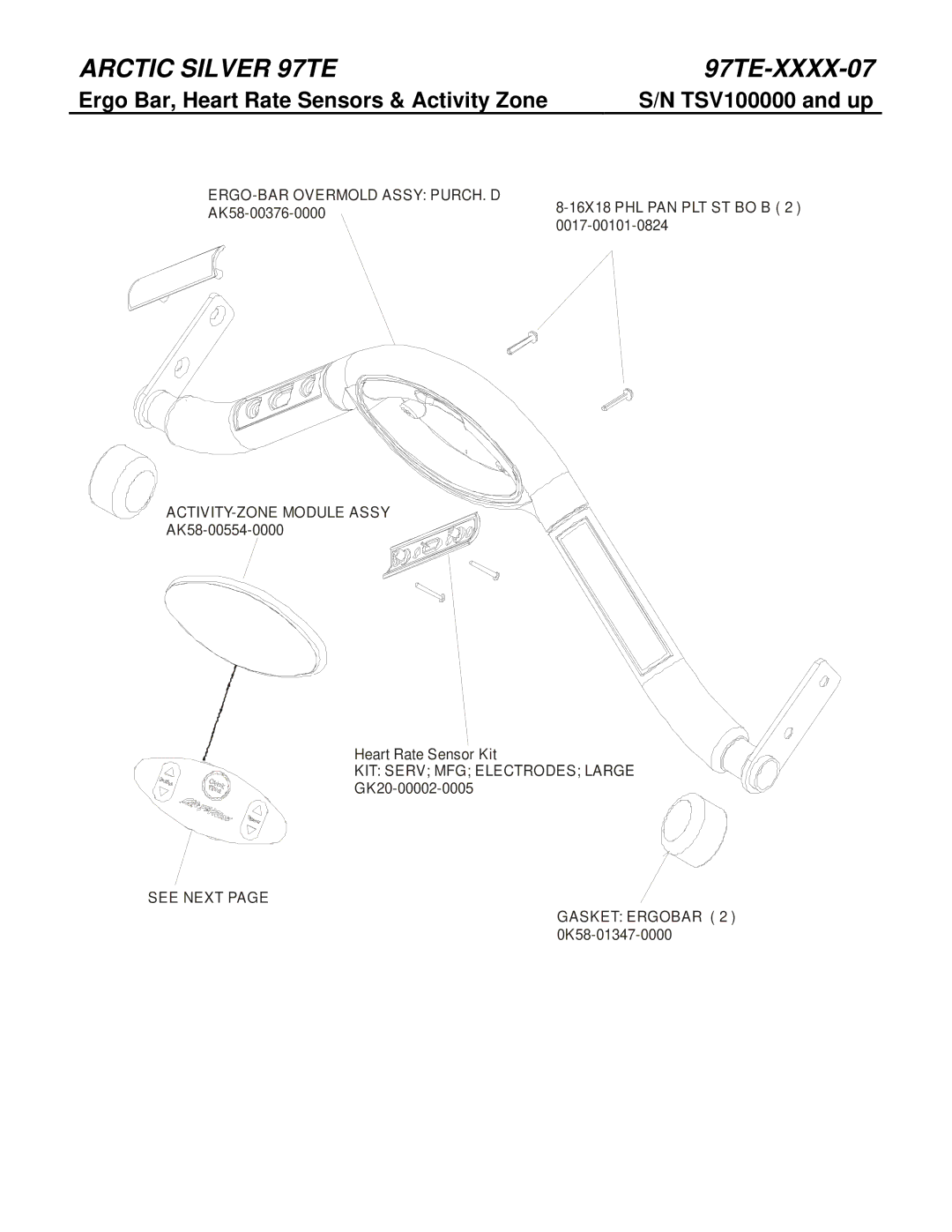 Life Fitness 97TE-XXXX-07 manual ERGO-BAR Overmold Assy PURCH. D 