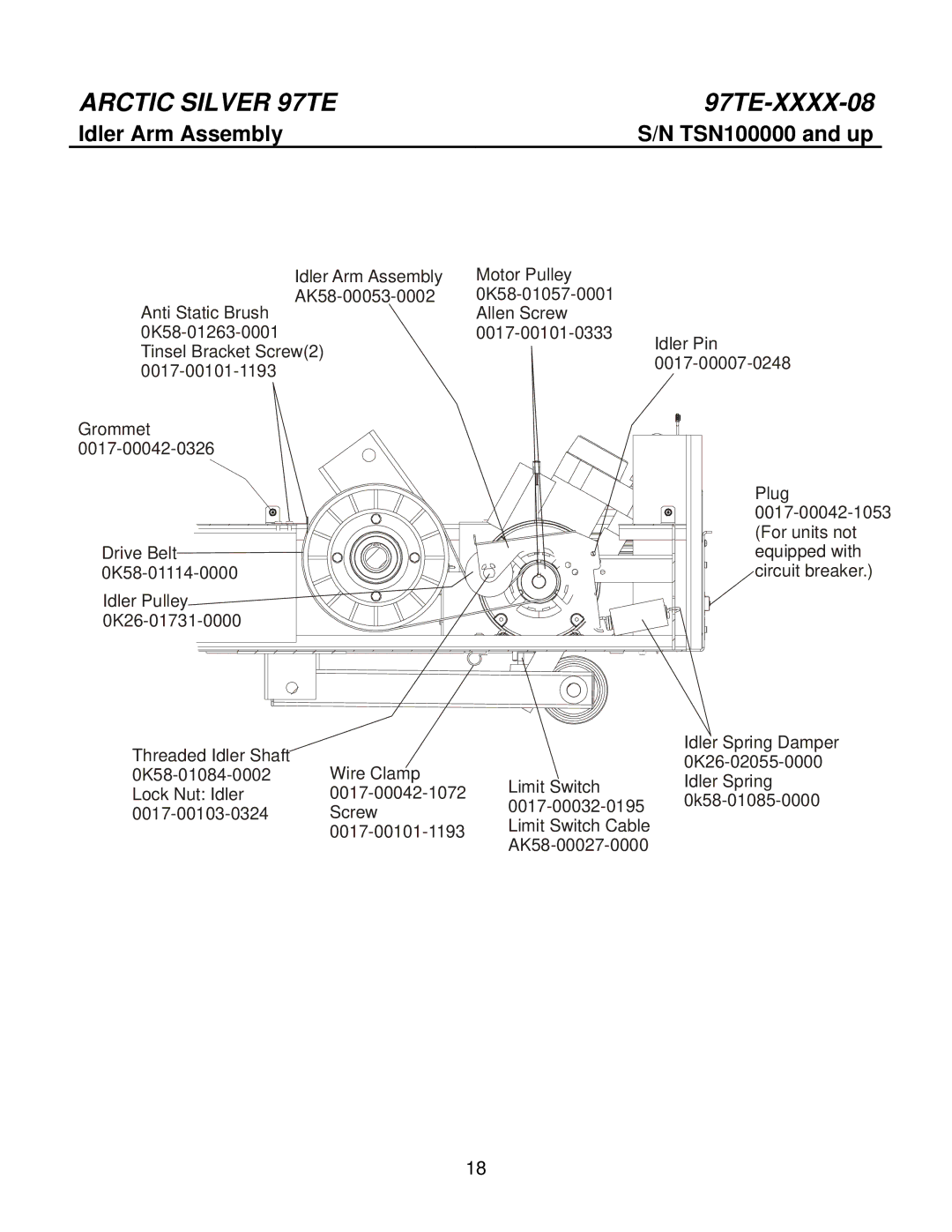 Life Fitness 97TE-XXXX-08 manual Idler Arm Assembly 