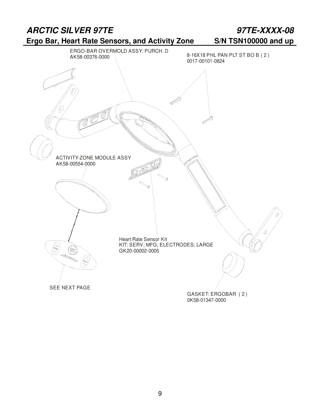 Life Fitness 97TE-XXXX-08 manual ERGO-BAR Overmold Assy PURCH. D 