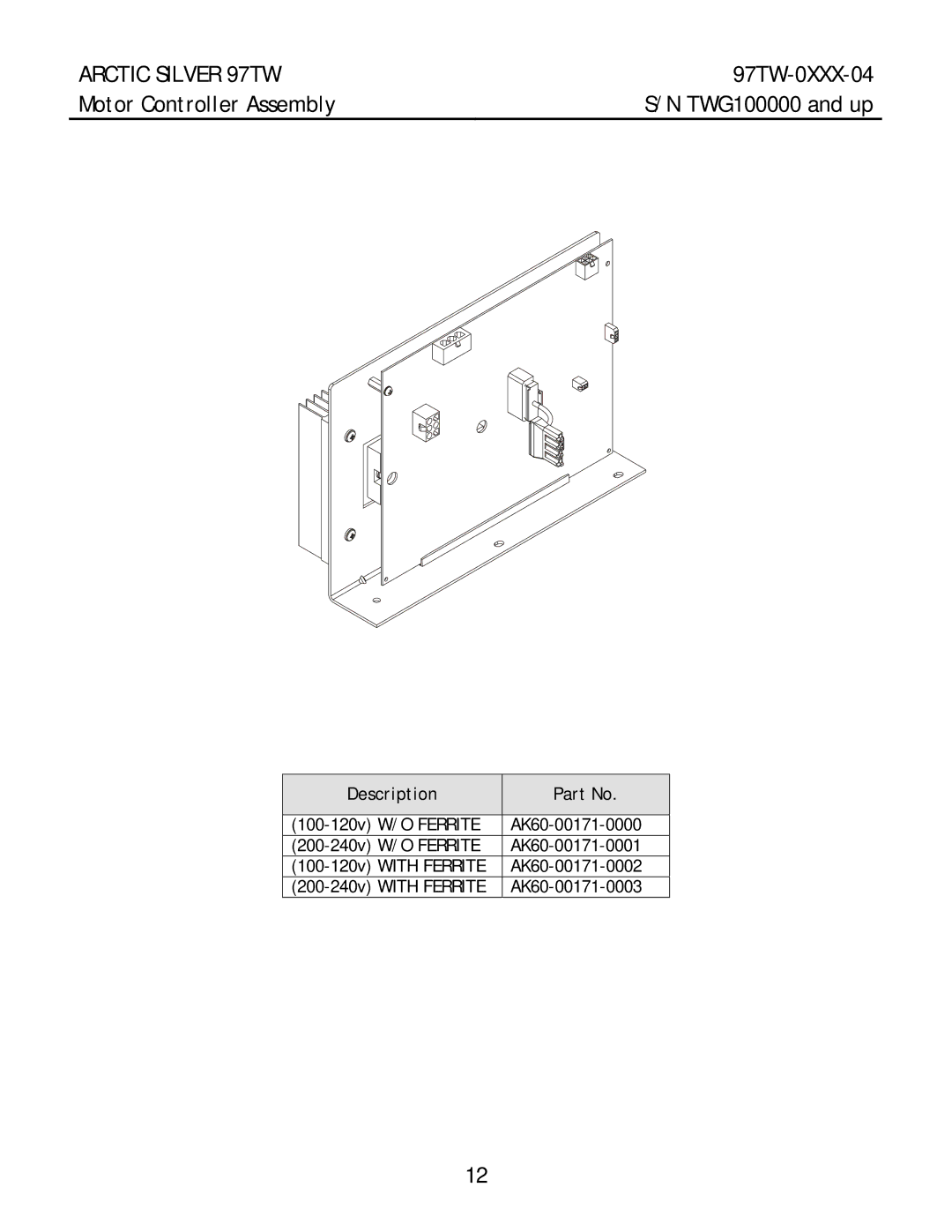 Life Fitness 97TW manual Motor Controller Assembly 