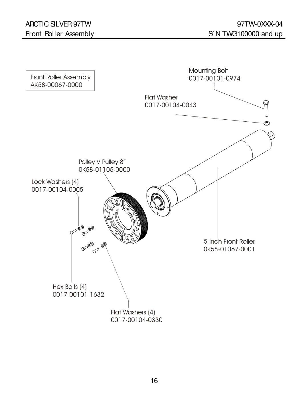 Life Fitness 97TW manual Front Roller Assembly 