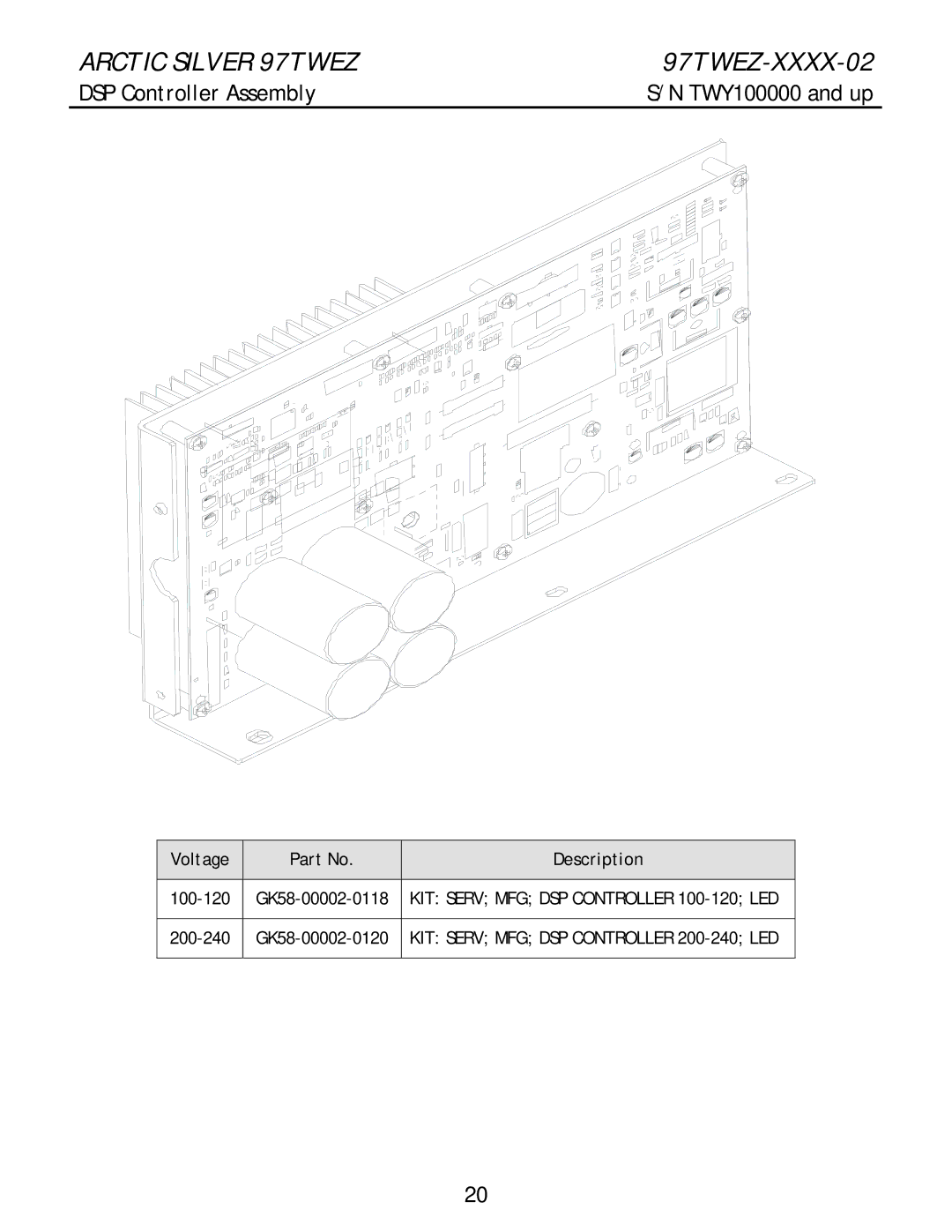 Life Fitness 97twez manual DSP Controller Assembly, Voltage Description 