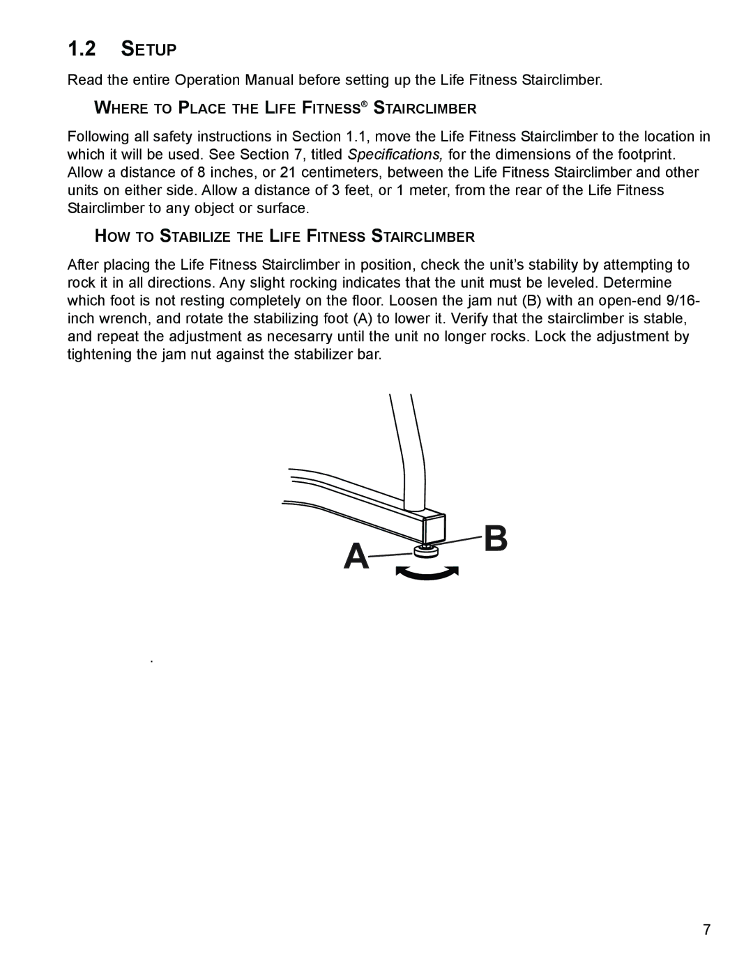 Life Fitness 93SI, 9SI specifications Setup 