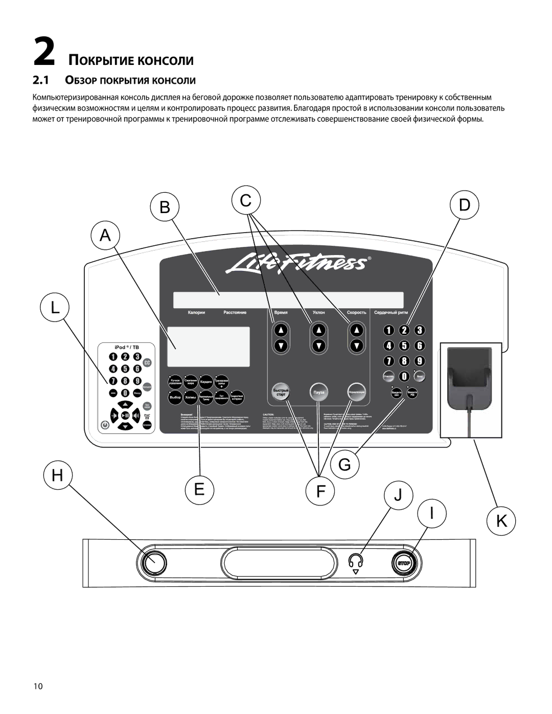 Life Fitness 00K58, A386 manual Покрытие консоли, Обзор покрытия консоли 