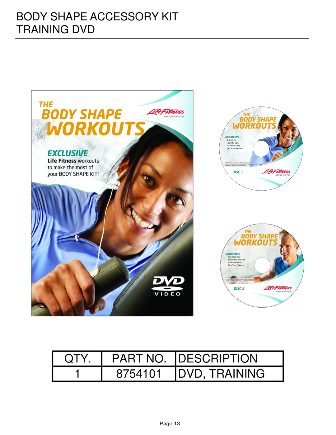 Life Fitness AKIT1-00-01 manual DVD, Training 